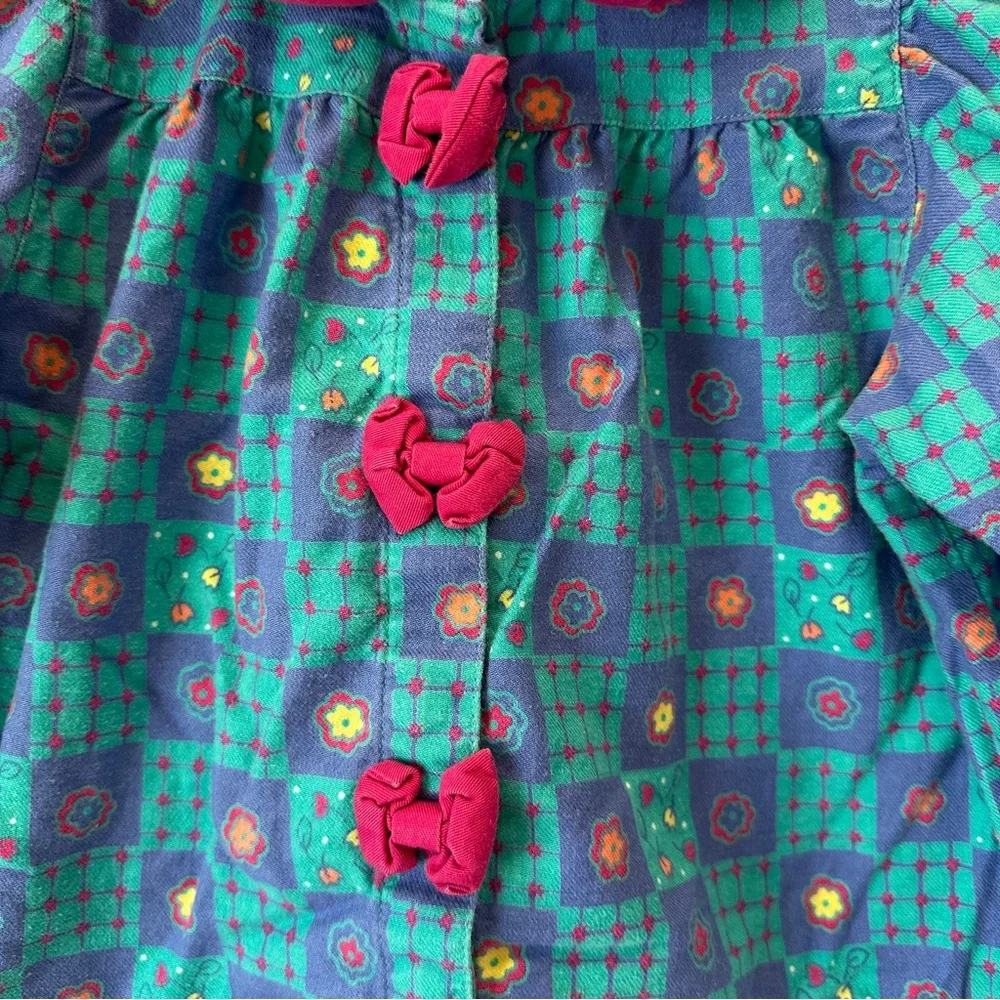 VTG Gymboree St. Moritz Toddler Small Blouse 1996 Rainbow Label‎ Bows Checkered - Picture 4 of 9